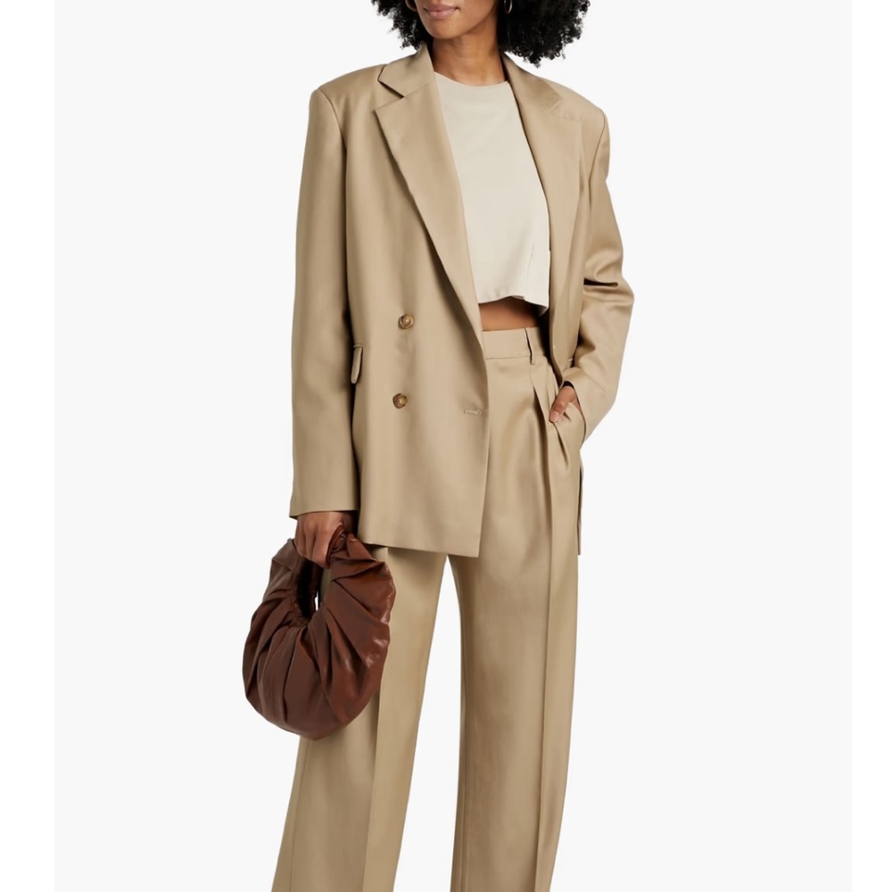 LOULOU Studio Donau Oversized Wool Blazer XS Tan Beige Double Breasted
